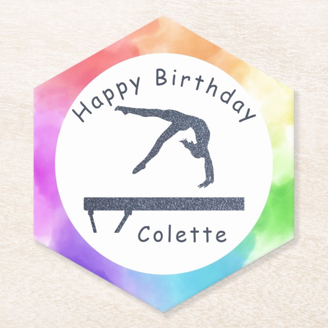 Posavasos De Papel Gimnasia Balanza de Cumpleaños Beam Watercolor Spl (Anverso)
