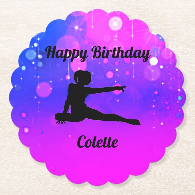 Posavasos De Papel Gimnasia chica Feliz Papel de Cumpleaños Pascua (Anverso)