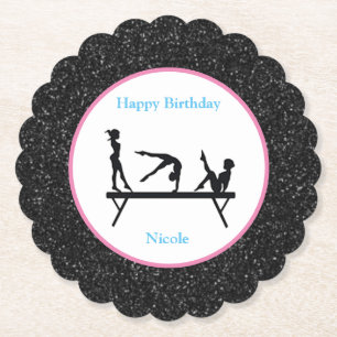 Posavasos De Papel Gimnasia "Feliz cumpleaños" Black Sparkle