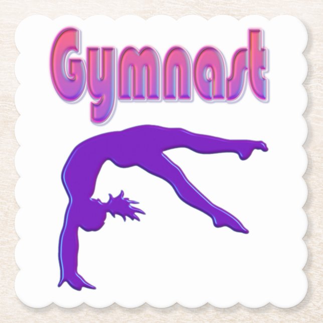 Posavasos De Papel Gimnasta Poder Tumblando Metálico Púrpura (Anverso)