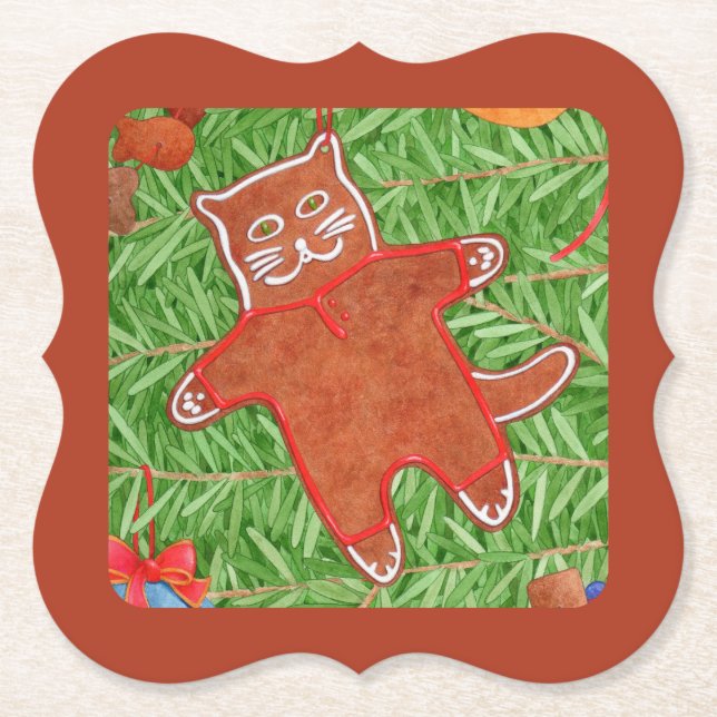 Posavasos De Papel GINGERBREAD KITTY Bracket Coasters / Gingpanes (Anverso)