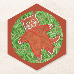 Posavasos De Papel GINGERBREAD KITTY Pointy Hexagon Coasters / Ginger