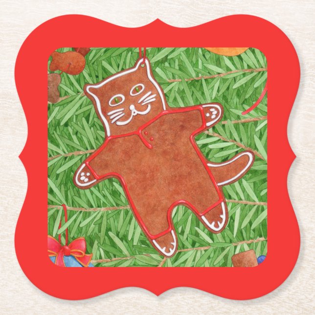 Posavasos De Papel GINGERBREAD KITUS Soportes de papel / Rojo (Anverso)
