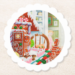 Posavasos De Papel GINGERBREAD SURPRISE Scallop Redondo Papel Redondo