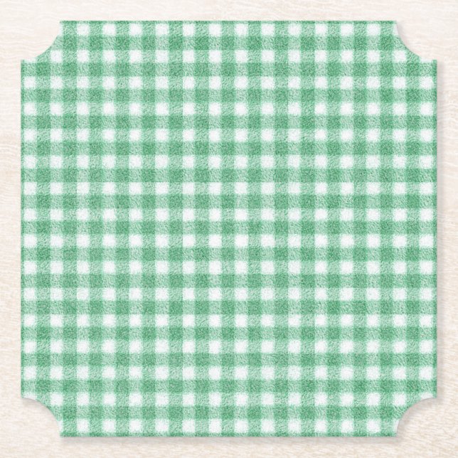 Posavasos De Papel Gingham Verde Menta  (Anverso)