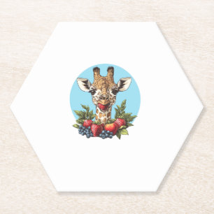 Posavasos De Papel Girafa con fresas, arándanos y manzanas
