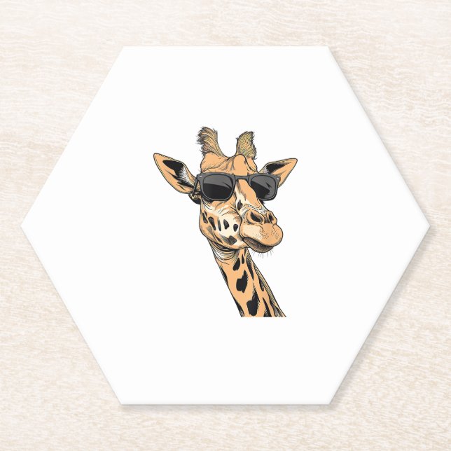 Posavasos De Papel Giraffe Usando gafas de sol (Anverso)