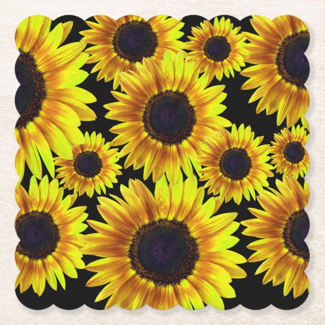 Posavasos De Papel Girasol amarillo brillante hermoso - (Anverso)