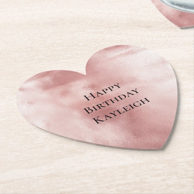 Posavasos De Papel Girly Glam Rubor Pink Birday (En perspectiva)