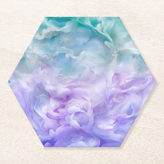 Posavasos De Papel Giro de nubes azul y púrpura (Anverso)