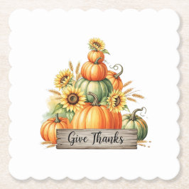 Posavasos De Papel Give Thanks Harvest Gathering