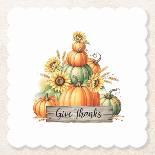 Posavasos De Papel Give Thanks Harvest Gathering (Anverso)