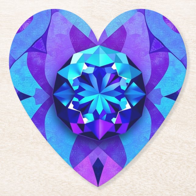 Posavasos De Papel Glam Gemstone Heart Coaster Set (Anverso)