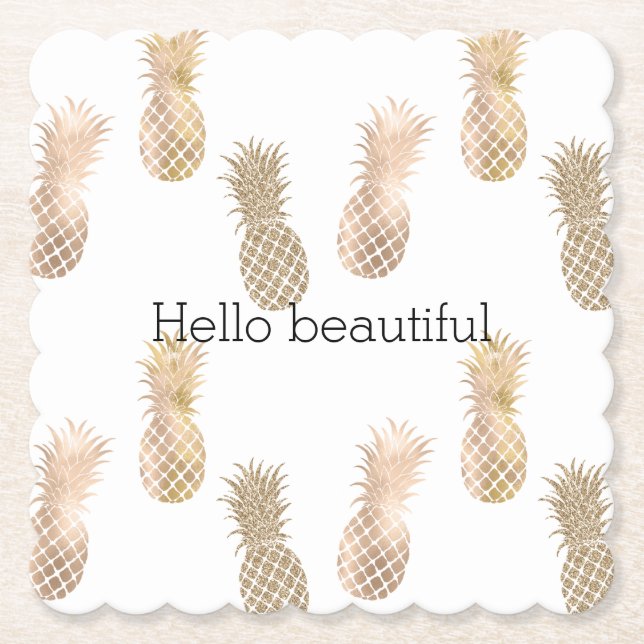 Posavasos De Papel Glam Gold Pineapples (Anverso)