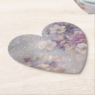 Posavasos De Papel Glam Gold Purple Floral Sparkle Cumpleaños