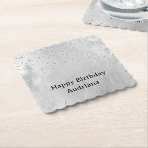 Posavasos De Papel Glam Silver Confetti