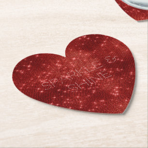 Posavasos De Papel Glam Sparkle, Moda roja glitzy
