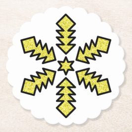 Posavasos De Papel Glitter Snowflake - Yellow Star