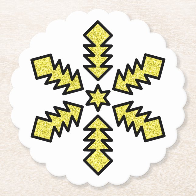 Posavasos De Papel Glitter Snowflake - Yellow Star (Anverso)