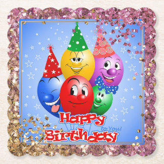 Posavasos De Papel Globos de cumpleaños alegres