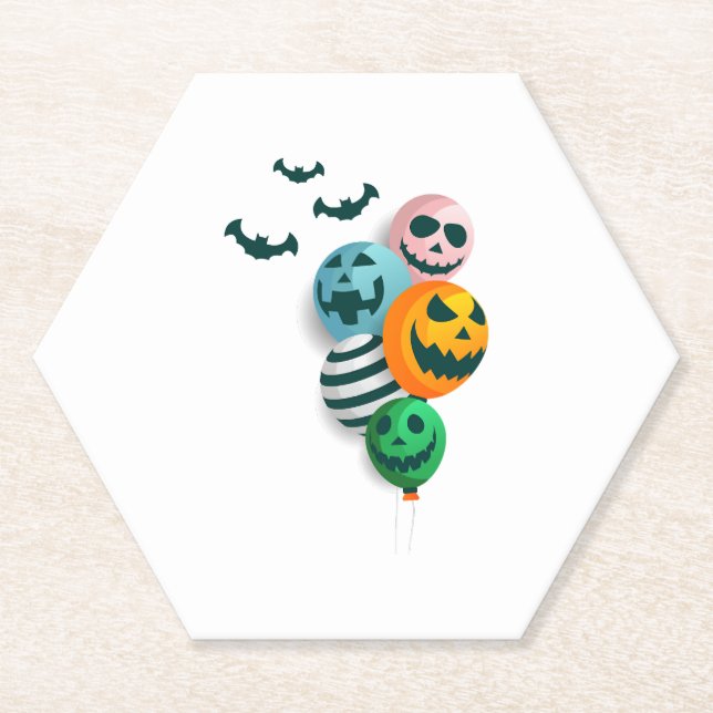 Posavasos De Papel Globos de Halloween (Anverso)