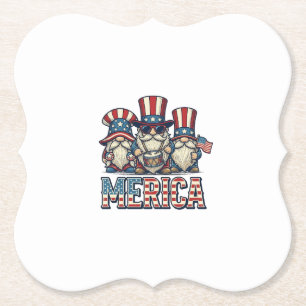 Posavasos De Papel Gnomo Patriótico Merica Diseño Vector Vintage_1