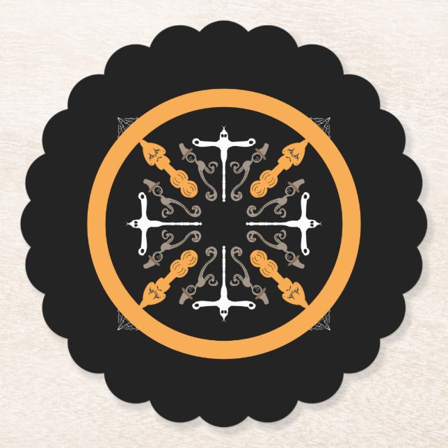 Posavasos De Papel Goblins, Ghouls y Ghosts Halloween Party (Anverso)