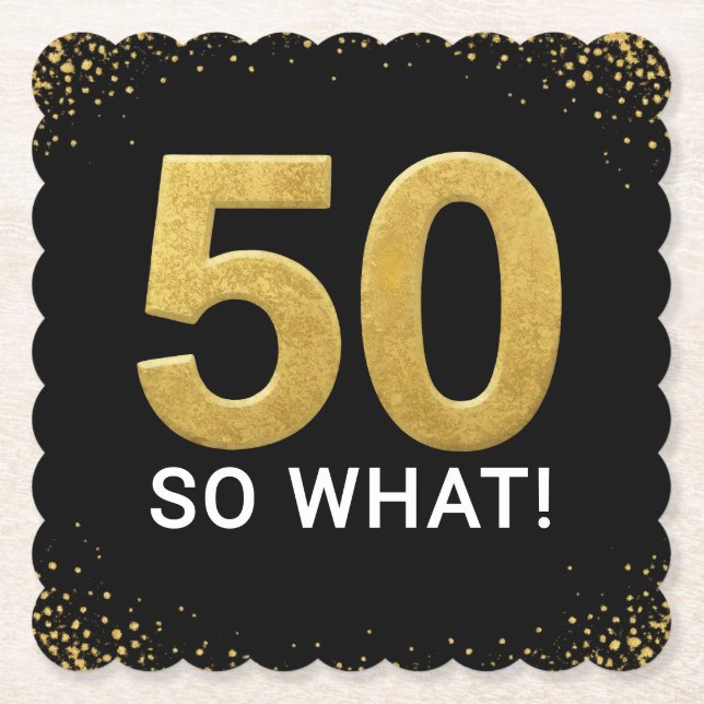 Posavasos De Papel Golden 60 So What Funny Birthday Party (Anverso)