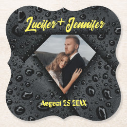 Posavasos De Papel Golden Diamond Modern Elegant Customized Wedding