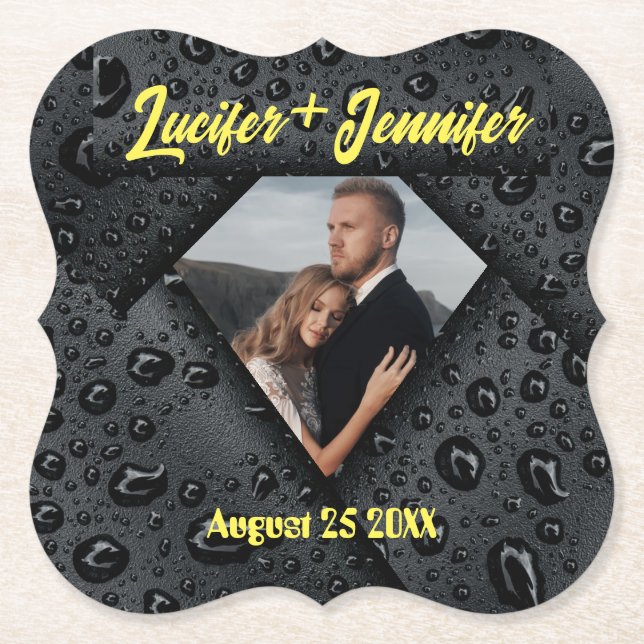 Posavasos De Papel Golden Diamond Modern Elegant Customized Wedding (Anverso)