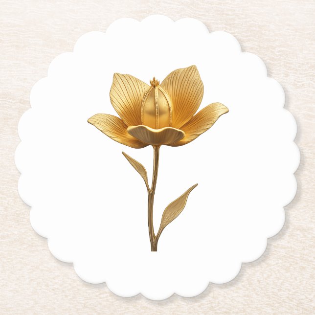 Posavasos De Papel Golden Flower Paper Coaster (Anverso)