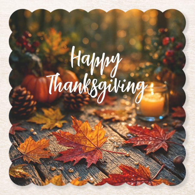 Posavasos De Papel Golden Harvest Glow – Thanksgiving Greeting (Anverso)