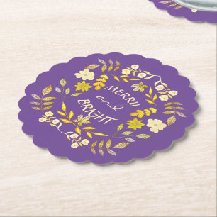 Posavasos De Papel GOLDEN MERRY Y BRIGHT personalizado
