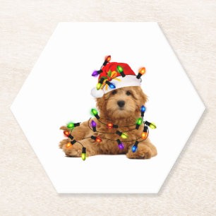 Posavasos De Papel Goldendoodle Santa Dog
