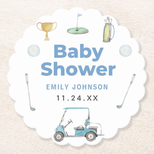 Posavasos De Papel Golf Boy Baby Shower (Anverso)