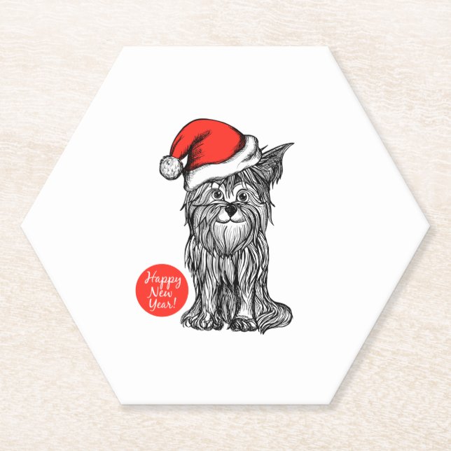 Posavasos De Papel Gorra de perros con Navidades (Anverso)