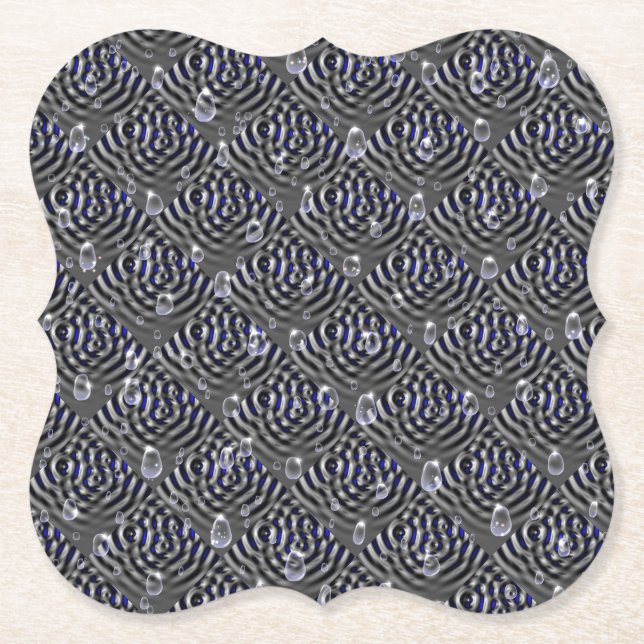 Posavasos De Papel Gotas de lluvia gris azul Metalizado (Anverso)