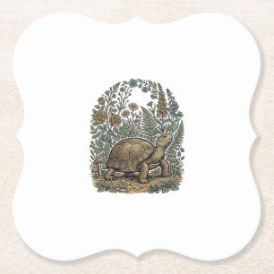 Posavasos De Papel Grabado Antiguo Tortuga Jardín Botánico