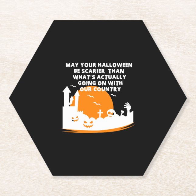 Posavasos De Papel Gracioso disfraz de Halloween (Anverso)