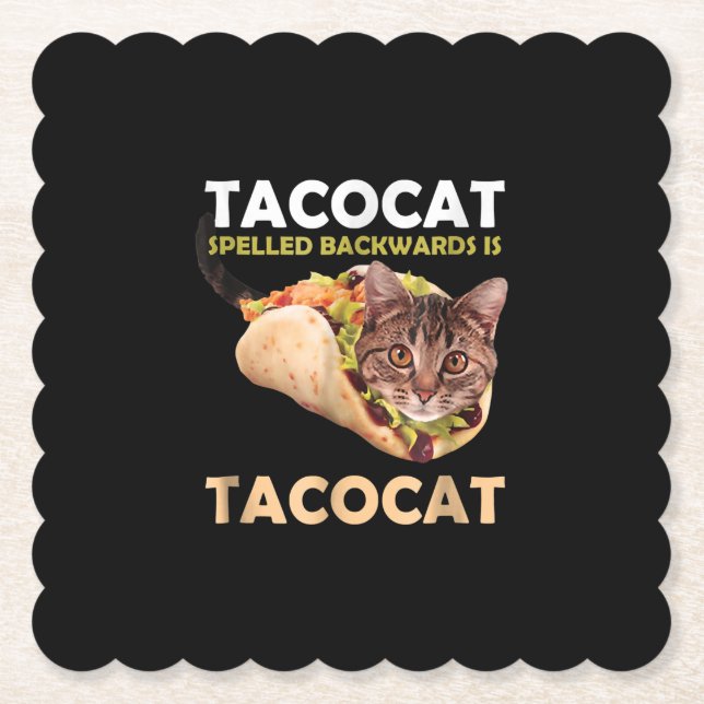Posavasos De Papel Gracioso gato de tacocat taco con tachuela hacia a (Anverso)