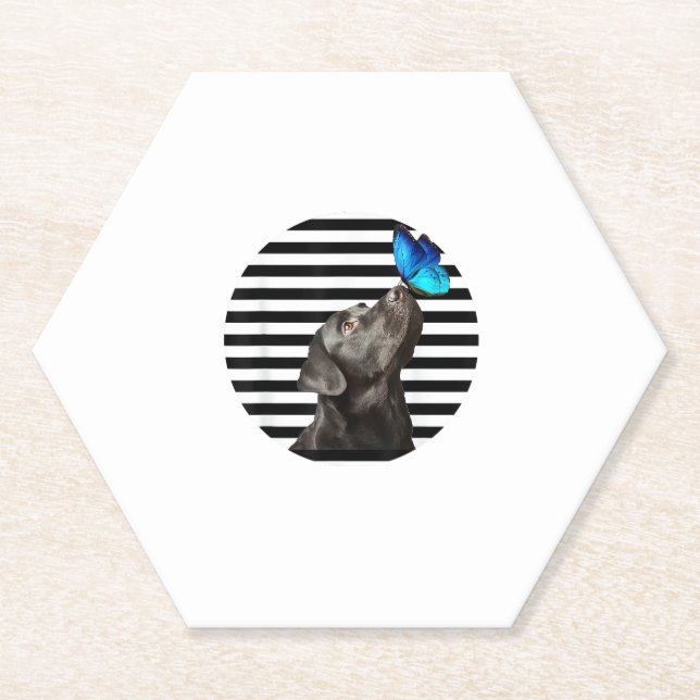 Posavasos De Papel Gracioso Labrador Negro Recuperador Lab Perro Pet  (Anverso)