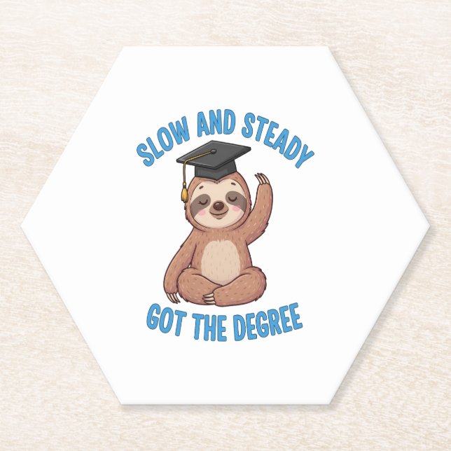 Posavasos De Papel Graduación divertida Sloth (Anverso)