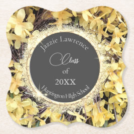 Posavasos De Papel Graduación personalizada del Purpurinoso floral am