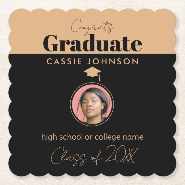 Posavasos De Papel Graduado de Congrats, Clase de 2023 (Anverso)