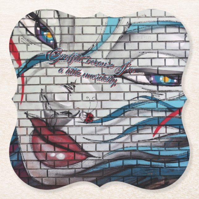 Posavasos De Papel Graffiti Chica asiático (Anverso)