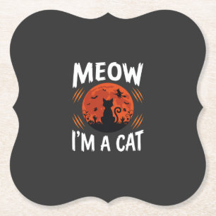 Posavasos De Papel Gráfica de silueta de gato divertido de Halloween