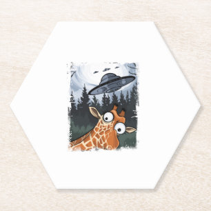 Posavasos De Papel Gráfica divertida de Giraffe UFO Zoo Animal Weird