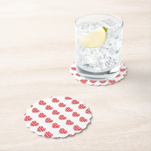 Posavasos De Papel Gran Corazón Rojo Con Corazones Pequeños (In situ)