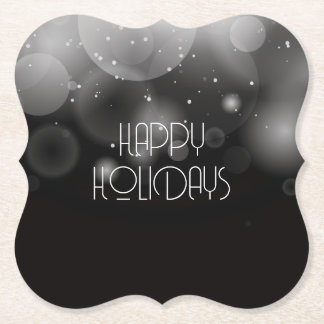 Posavasos De Papel Grandes Burbujas Bokeh Negro Felices Fiestas