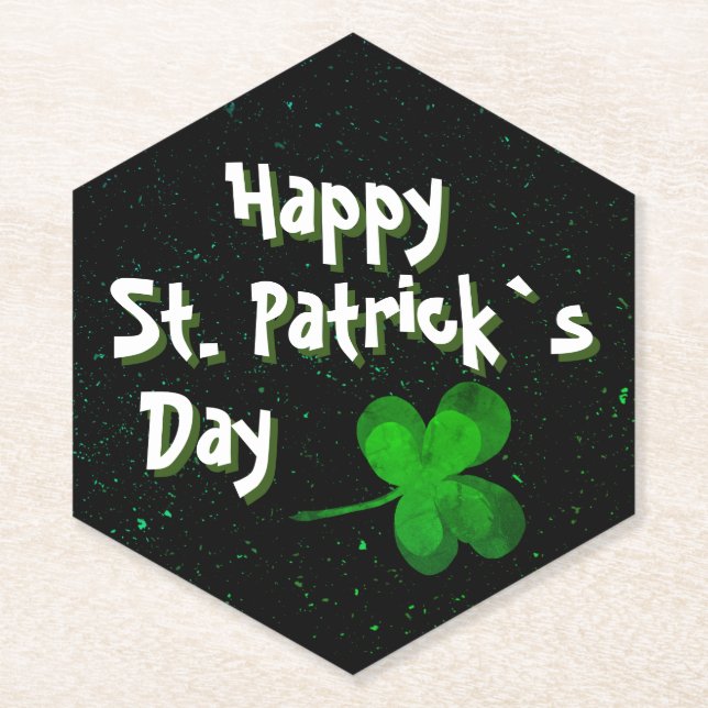 Posavasos De Papel Green Shamrock Irish Happy St. Patrick's Day (Anverso)